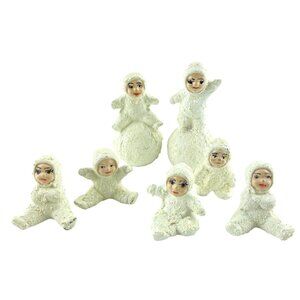Vintage Snow Babies Figurine Lot of 7 w 2 on Snowballs Crumbled Porcelain Japan?
